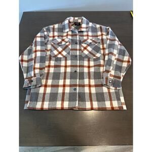 HFX Womens Shirt Jacket Fit Snap Button (Gray/Brown) size Small